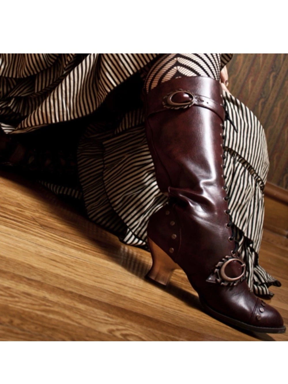 Hades "Vintage" Burgundy
Steampunk Boots Women's 11 Vegan
Leather 3/4 Knee High